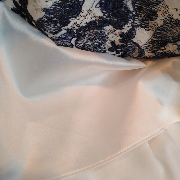 ELIZA J Navy Blue / White Embroidered Lace Formal Sleeveless Lined Dress Size 4P - Picture 8 of 14